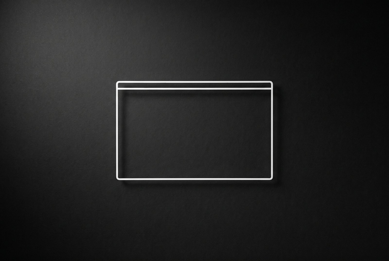 Minimal outlined browser window on a dark background