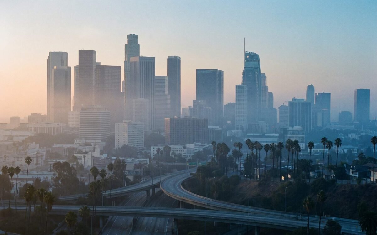 Downtown Los Angeles skyline at early morning